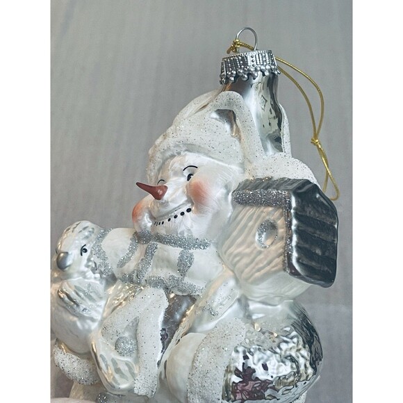 Krebs Lauscha Glas Santa Bird & Birdhouse Ornament Germany Boxed VTG - Picture 5 of 14